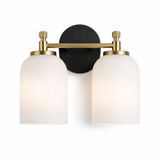 Vortex Two Lights Vanity in Traditional Style for Over Bathroom Mirror Wall Sconce 12.25"W × 10.125"H × 5.5"E With White Frosted Glass from Ashcroft Furniture - Luna Furniture