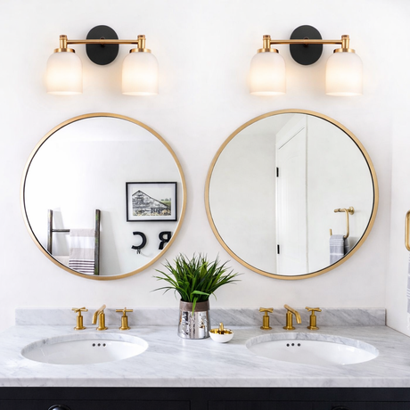 Vortex Two Lights Vanity in Traditional Style for Over Bathroom Mirror Wall Sconce 12.25"W × 10.125"H × 5.5"E With White Frosted Glass from Ashcroft Furniture - Luna Furniture