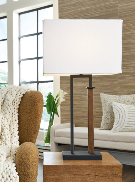 Voslen Black/Brown Table Lamp from Ashley - Luna Furniture
