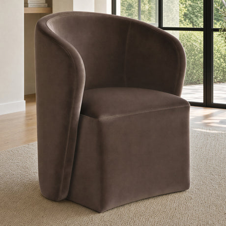 Annie Chocolate Velvet Barrel Chair with Casters, Set of 2 from Steve Silver - Luna Furniture
