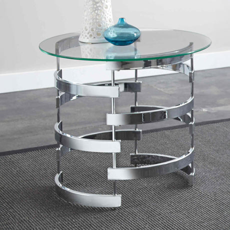 Tayside Chrome Glass Top End Table from Steve Silver - Luna Furniture