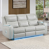 Luna Home Cinema Power Reclining Sofa, Ice Vegan Leather from Steve Silver - Luna Furniture