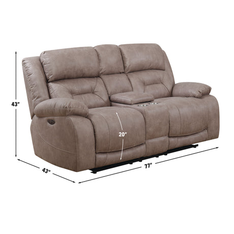 Aria Desert Sand Dual-Power Reclining Console Loveseat from Steve Silver - Luna Furniture