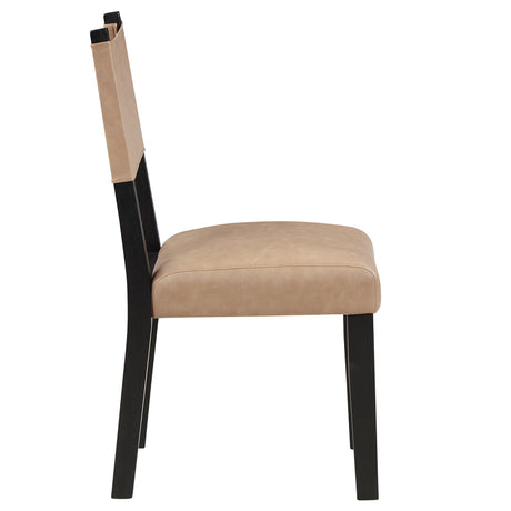 Aubrey Black/Camel Vegan Leather Side Chair, Set of 2 from Steve Silver - Luna Furniture
