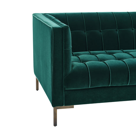 Isaac Channel Stitched Green Velvet Loveseat from Steve Silver - Luna Furniture
