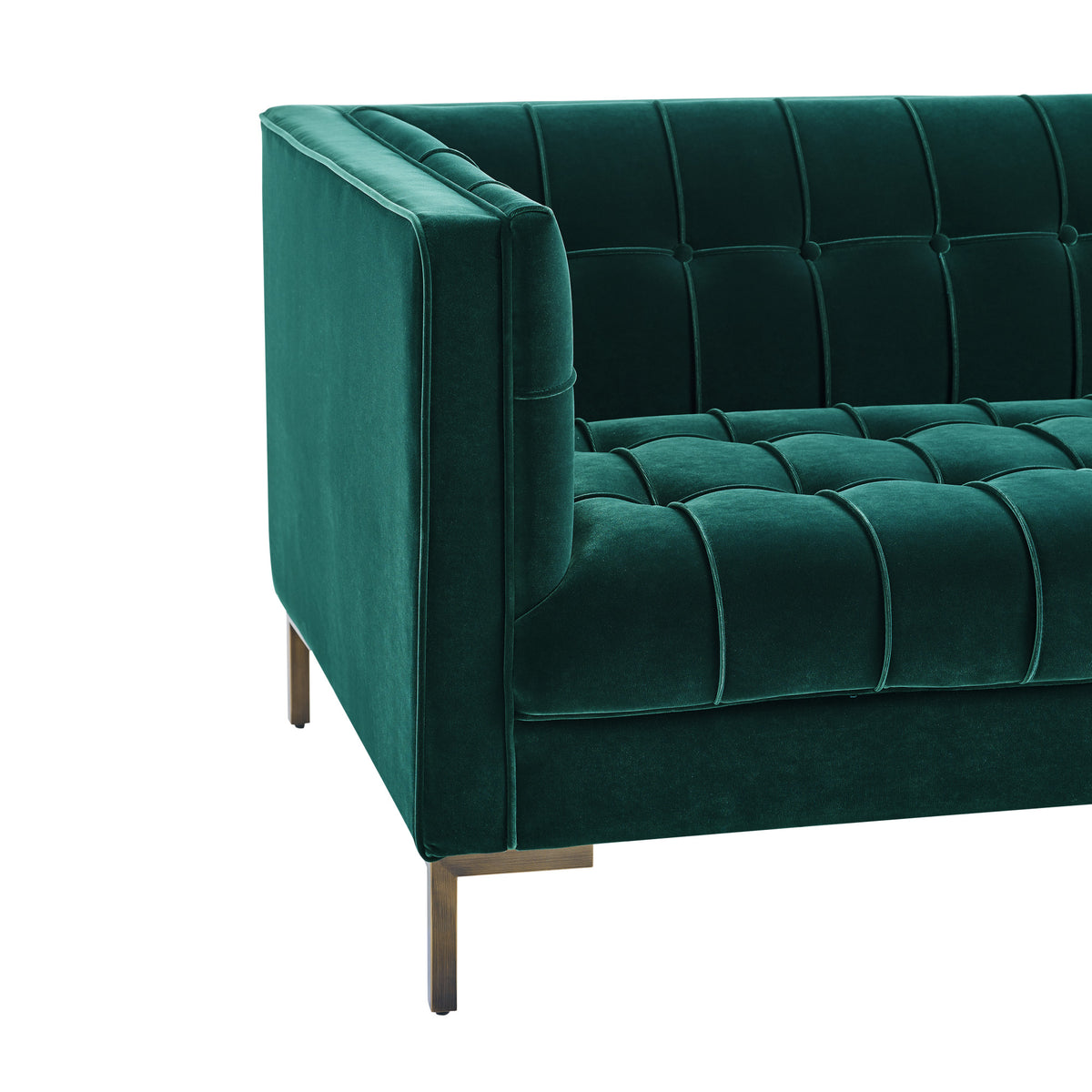 Isaac Channel Stitched Green Velvet Sofa from Steve Silver - Luna Furniture