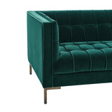 Isaac Channel Stitched Green Velvet Sofa from Steve Silver - Luna Furniture
