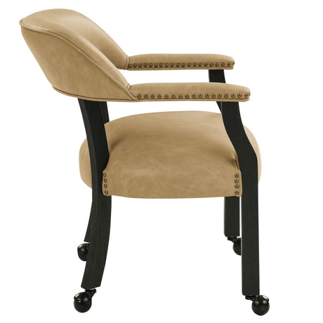 Rylie Black/Sand Vegan Leather Captains Chair, Set of 2 from Steve Silver - Luna Furniture