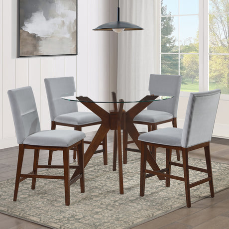 Zen 5-Piece Counter Set with Gray Velvet Counter Chairs from Steve Silver - Luna Furniture
