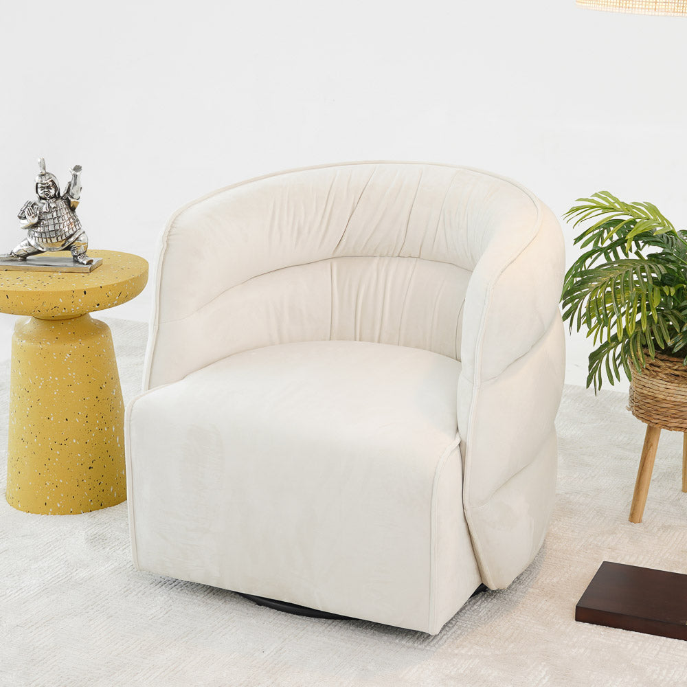 Walden Cream Velvet Swivel Chair from Ashcroft Furniture - Luna Furniture