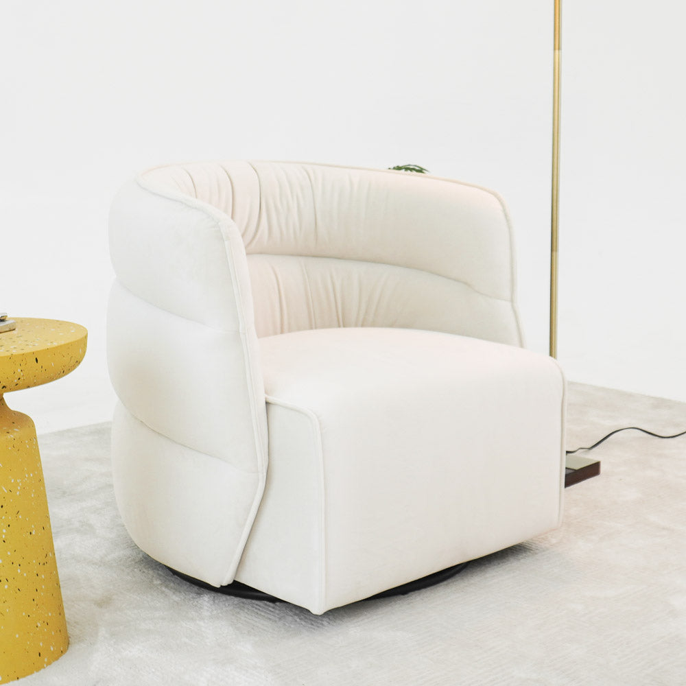 Walden Cream Velvet Swivel Chair from Ashcroft Furniture - Luna Furniture