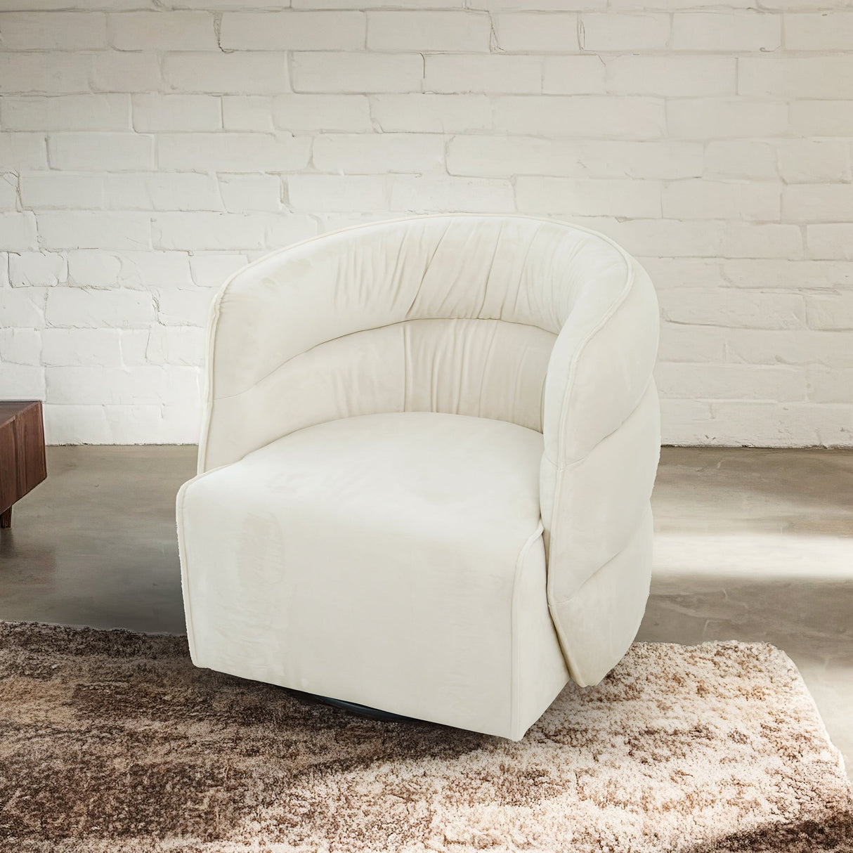 Walden Cream Velvet Swivel Chair from Midinmod - Luna Furniture