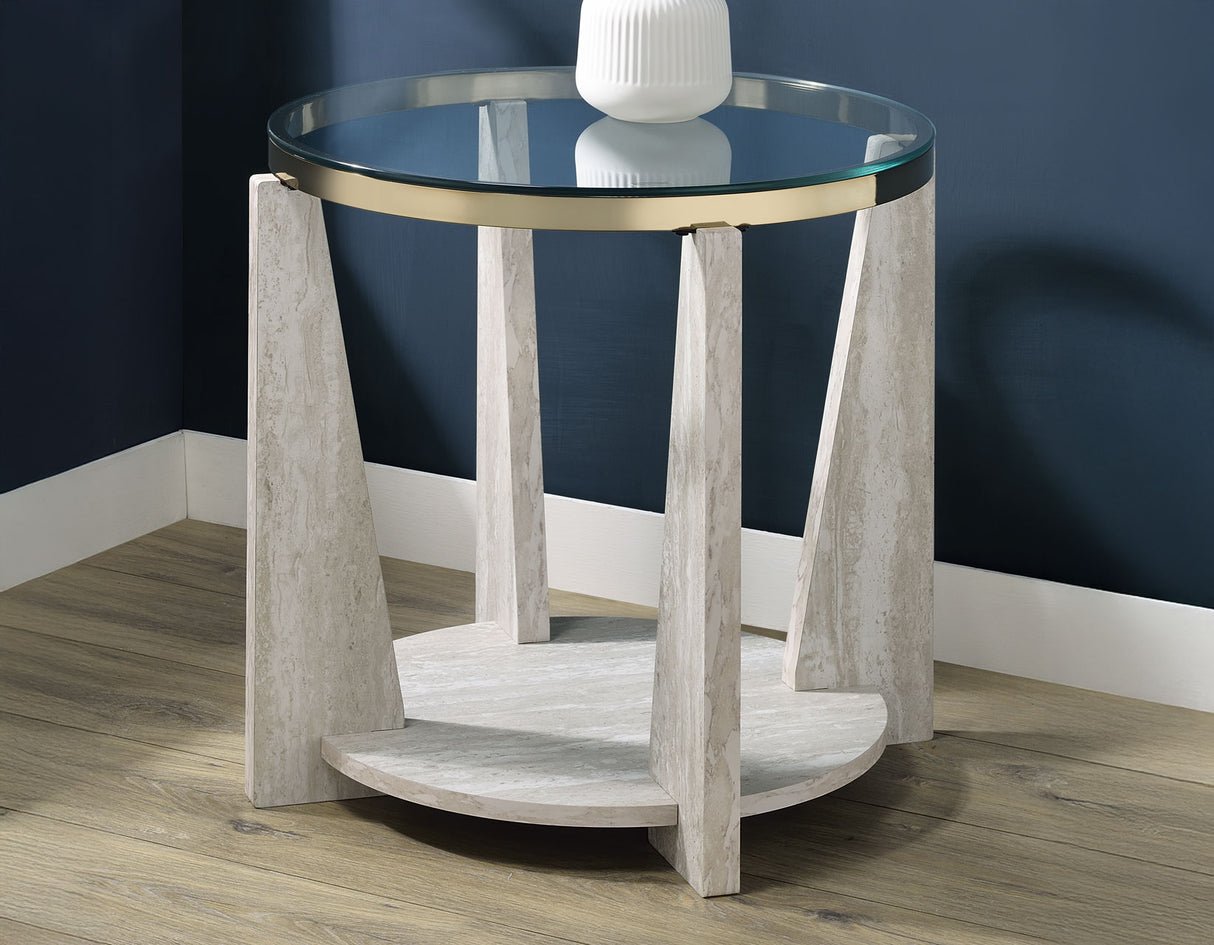 Wanda Round Glass Top End Table from Steve Silver - Luna Furniture
