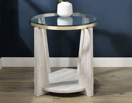Wanda Round Glass Top End Table from Steve Silver - Luna Furniture