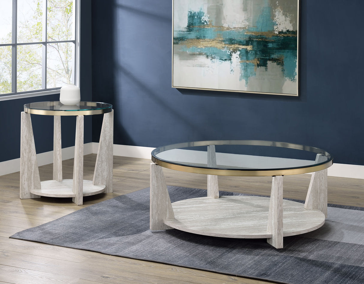 Wanda 3-Piece Glass Top Table Set (Castered Coffee Table & 2 End Tables) from Steve Silver - Luna Furniture