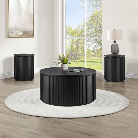Colvin 18″ Round End Table, Black Finish from Steve Silver - Luna Furniture