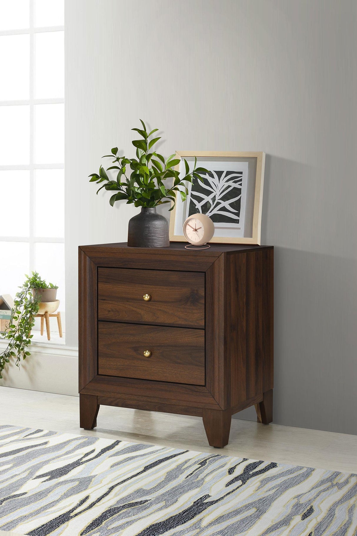 Welsley Walnut 2-Drawer Nightstand Bedside Table from Coaster - Luna Furniture