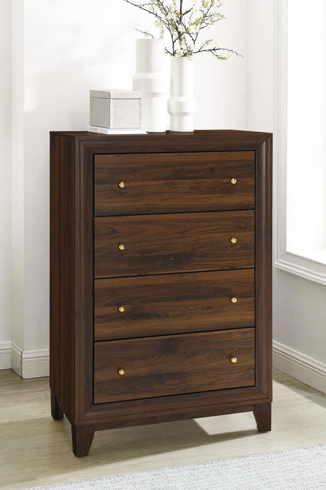 Welsley Walnut 4-Drawer Chest from Coaster - Luna Furniture