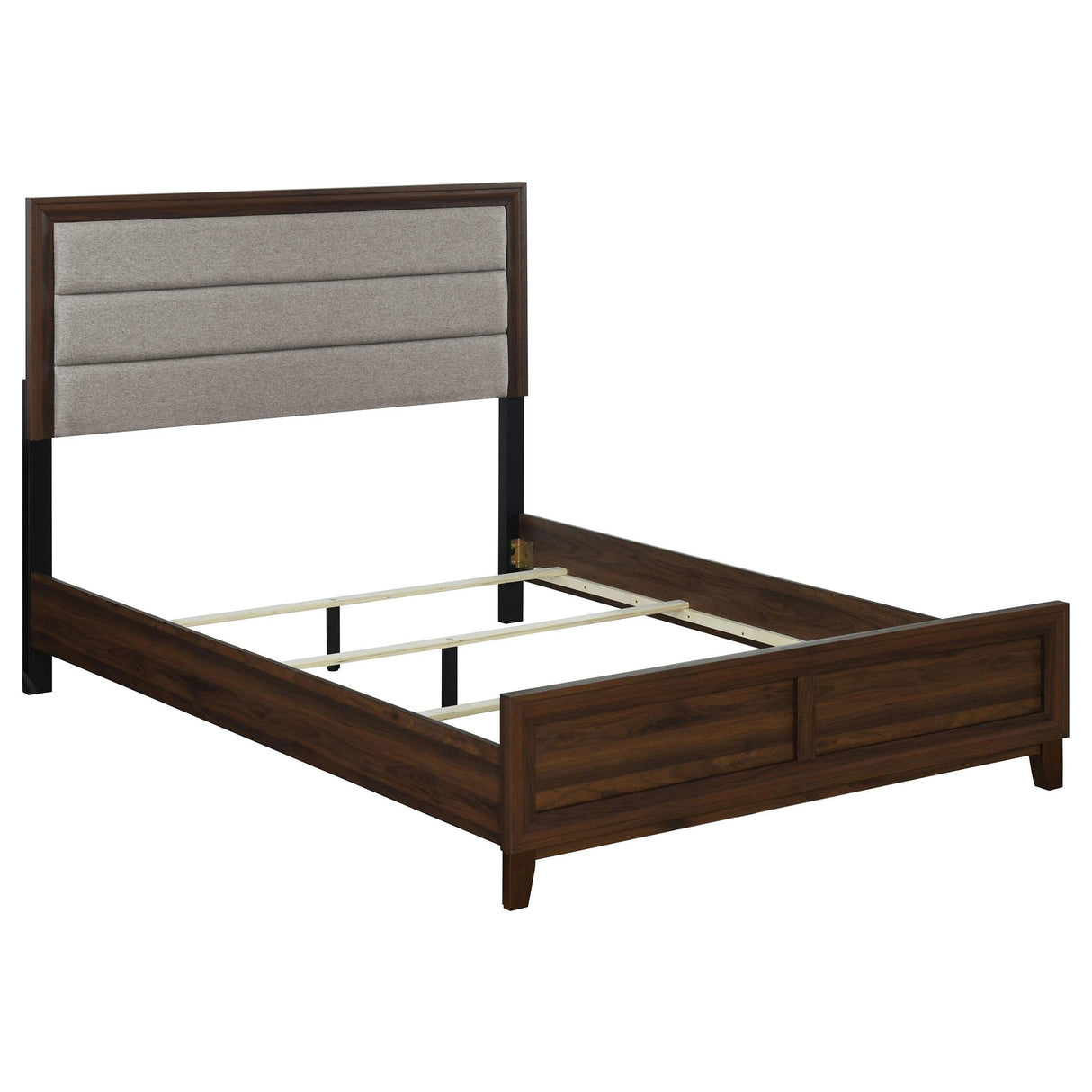 Welsley Walnut 50-inch Upholstered Eastern King Bed from Coaster - Luna Furniture