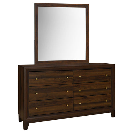 Welsley Walnut 6-Drawer Dresser and Mirror from Coaster - Luna Furniture