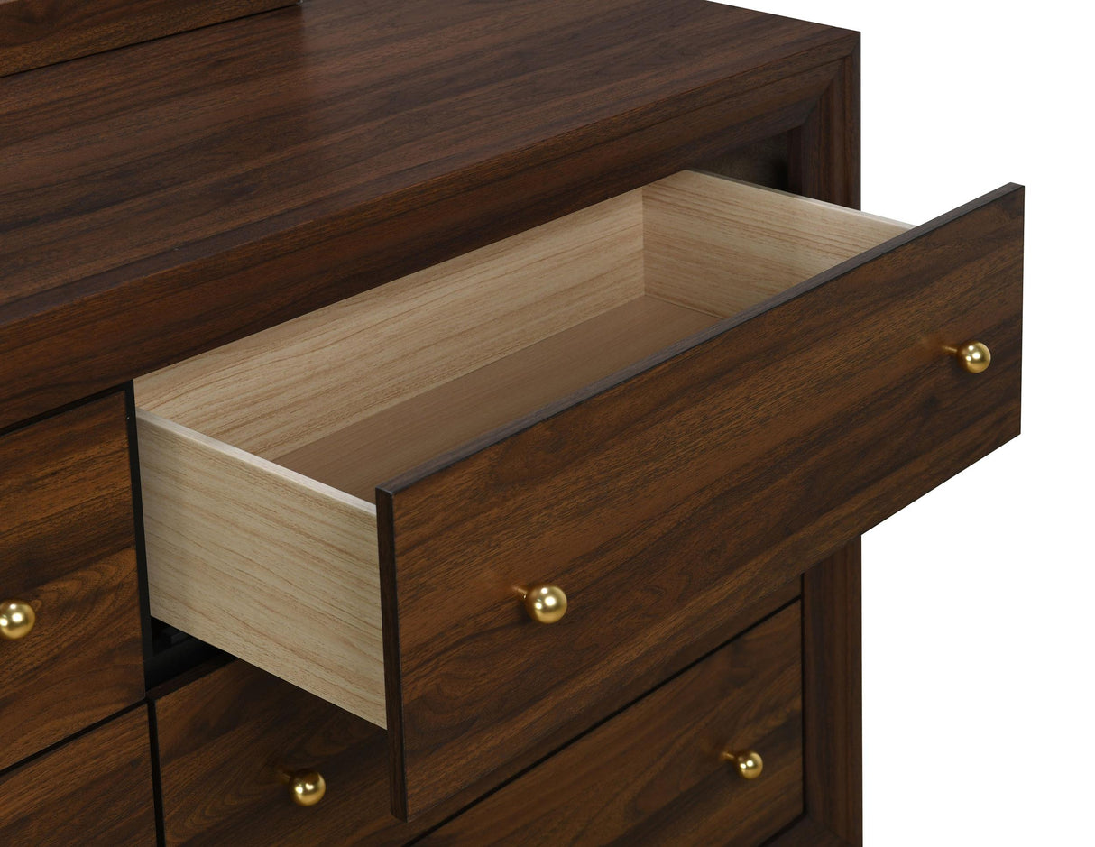 Welsley Walnut 6-Drawer Dresser and Mirror from Coaster - Luna Furniture