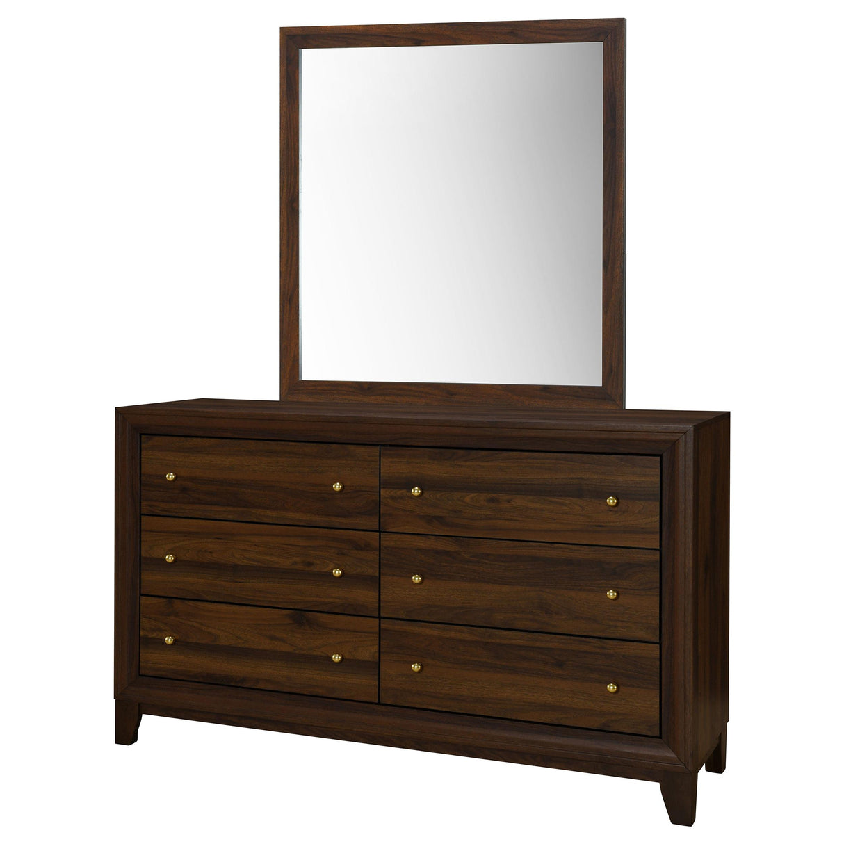 Welsley Walnut 6-Drawer Dresser and Mirror from Coaster - Luna Furniture