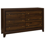 Welsley Walnut 6-Drawer Dresser Cabinet from Coaster - Luna Furniture