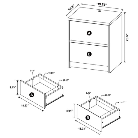 Westpark Black Nightstand with LED Lights and USB Ports from Coaster - Luna Furniture