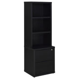 Westpark Black 3-Shelf Bookcase with Lockable Drawer and USB Ports from Coaster - Luna Furniture