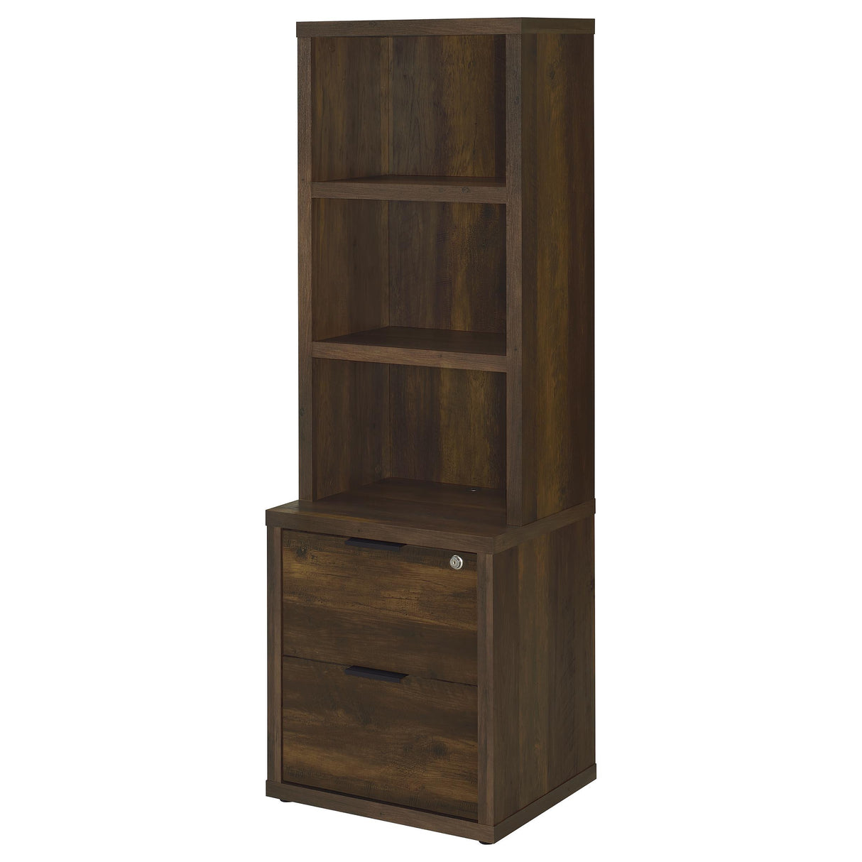 Westpark Dark Pine 3-Shelf Bookcase with Lockable Drawer and USB Ports from Coaster - Luna Furniture