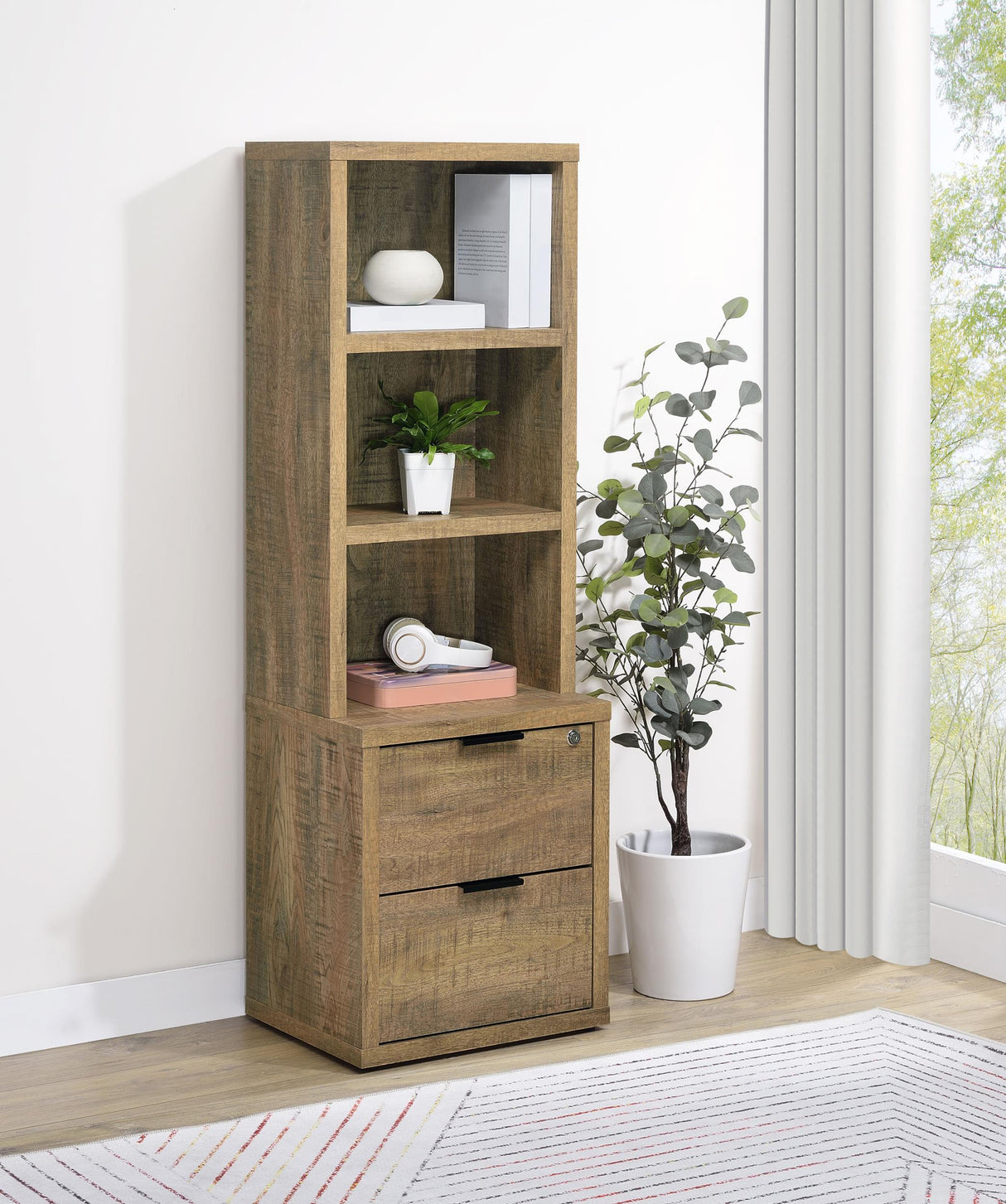 Westpark Mango 3-Shelf Bookcase with Lockable Drawer and USB Ports from Coaster - Luna Furniture