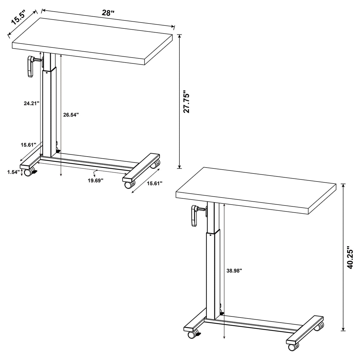 Westpark Height Adjustable Mobile Bedroom C-Table Dark Pine from Coaster - Luna Furniture