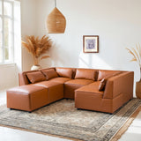 Wexford Cognac Vegan Leather Modular Sofa from Ashcroft Furniture - Luna Furniture