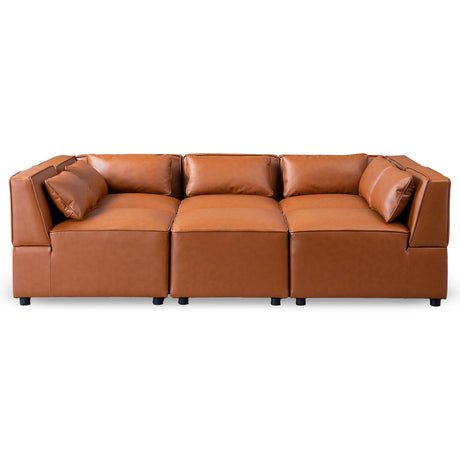Wexford Cognac Vegan Leather Modular Sofa from Ashcroft Furniture - Luna Furniture