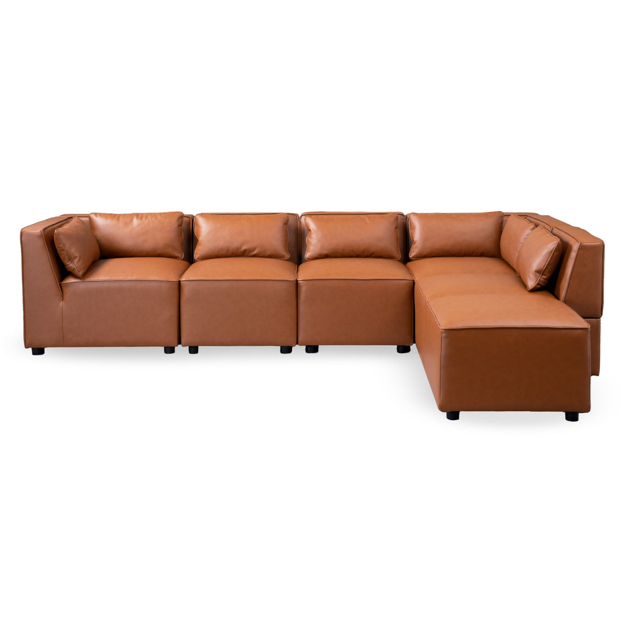 Wexford Cognac Vegan Leather Modular Sofa from Ashcroft Furniture - Luna Furniture