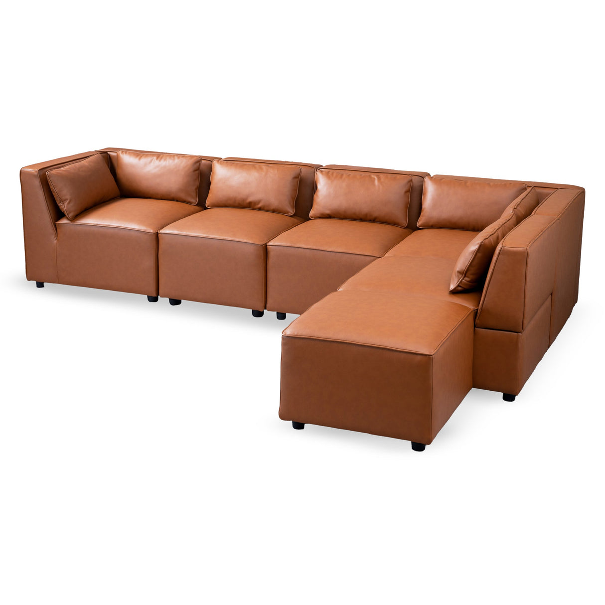 Wexford Cognac Vegan Leather Modular Sofa from Ashcroft Furniture - Luna Furniture