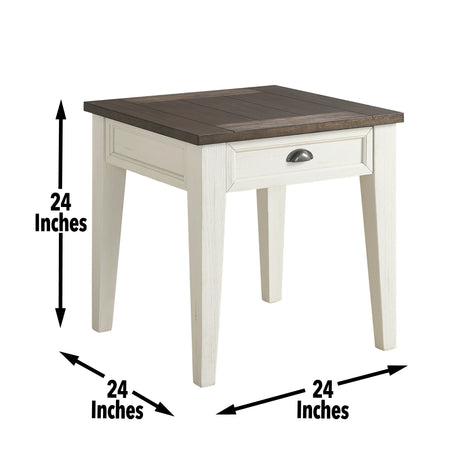 Cayla End Table, Dark Oak/White from Steve Silver - Luna Furniture
