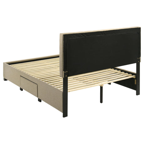 Wheatland Brown 4-Drawer Upholstered Eastern King Storage Bed from Coaster - Luna Furniture