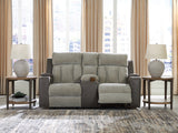 WhipLash Sisal Power Reclining Loveseat with Console from Ashley - Luna Furniture