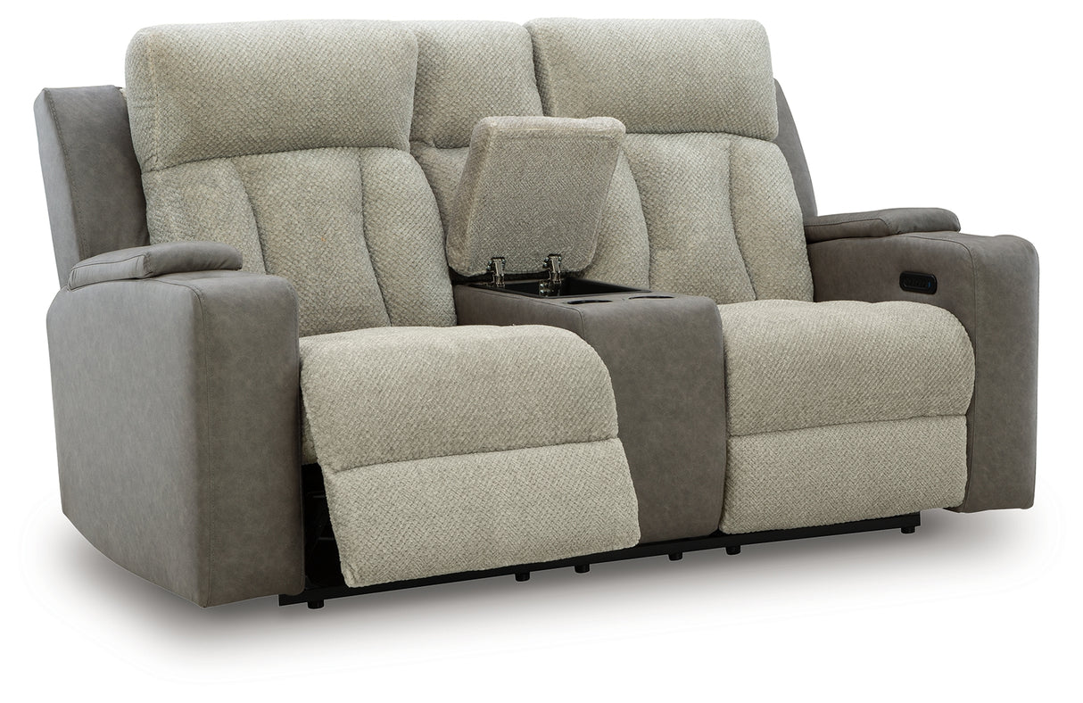 WhipLash Sisal Power Reclining Loveseat with Console from Ashley - Luna Furniture