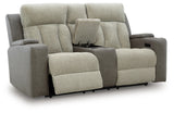 WhipLash Sisal Power Reclining Loveseat with Console from Ashley - Luna Furniture