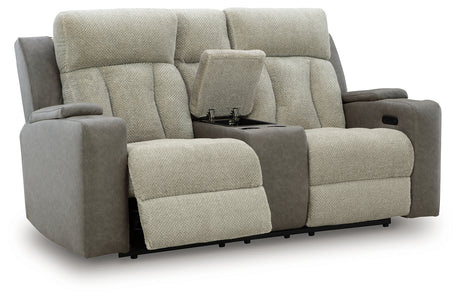 WhipLash Sisal Power Reclining Loveseat with Console from Ashley - Luna Furniture