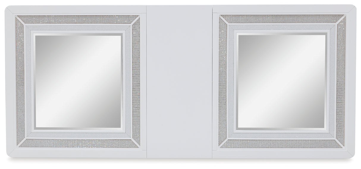 Chalanna White Dining Table and 10 Chairs with Server from Ashley - Luna Furniture