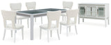 Chalanna White Dining Table and 6 Chairs with Server from Ashley - Luna Furniture