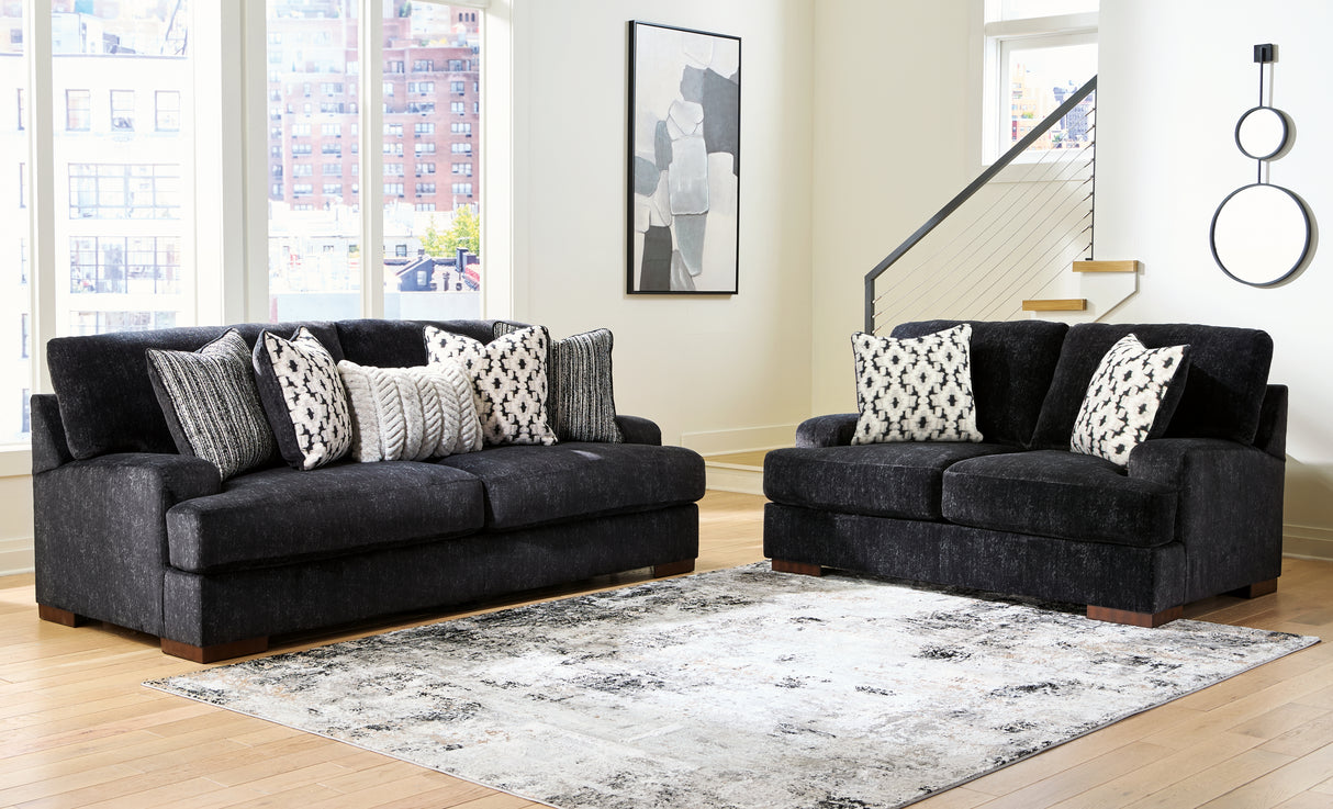 Whitmore Manor Sofa and Loveseat in Black Pearl from Ashley - Luna Furniture