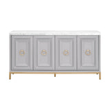 Azure Carrera Media Sideboard in White Carrera Marble, Dove Gray, Brushed Gold from Essentials For Living - Luna Furniture