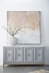 Azure Carrera Media Sideboard in White Carrera Marble, Dove Gray, Brushed Gold from Essentials For Living - Luna Furniture