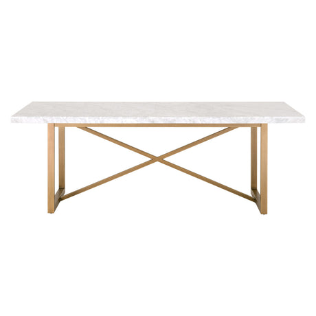 Carrera Dining Table in White Carrera Marble, Brushed Gold from Essentials For Living - Luna Furniture