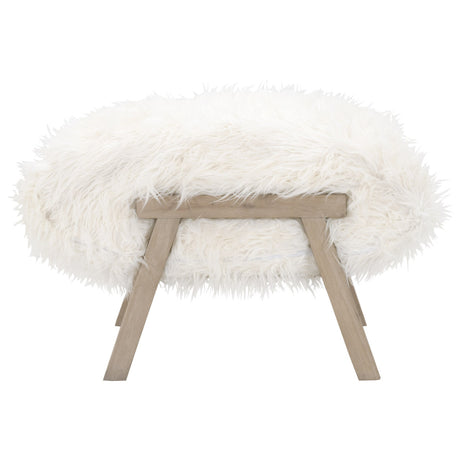 Tibet Ottoman in White Fur, Smoke Gray Oak from Essentials For Living - Luna Furniture