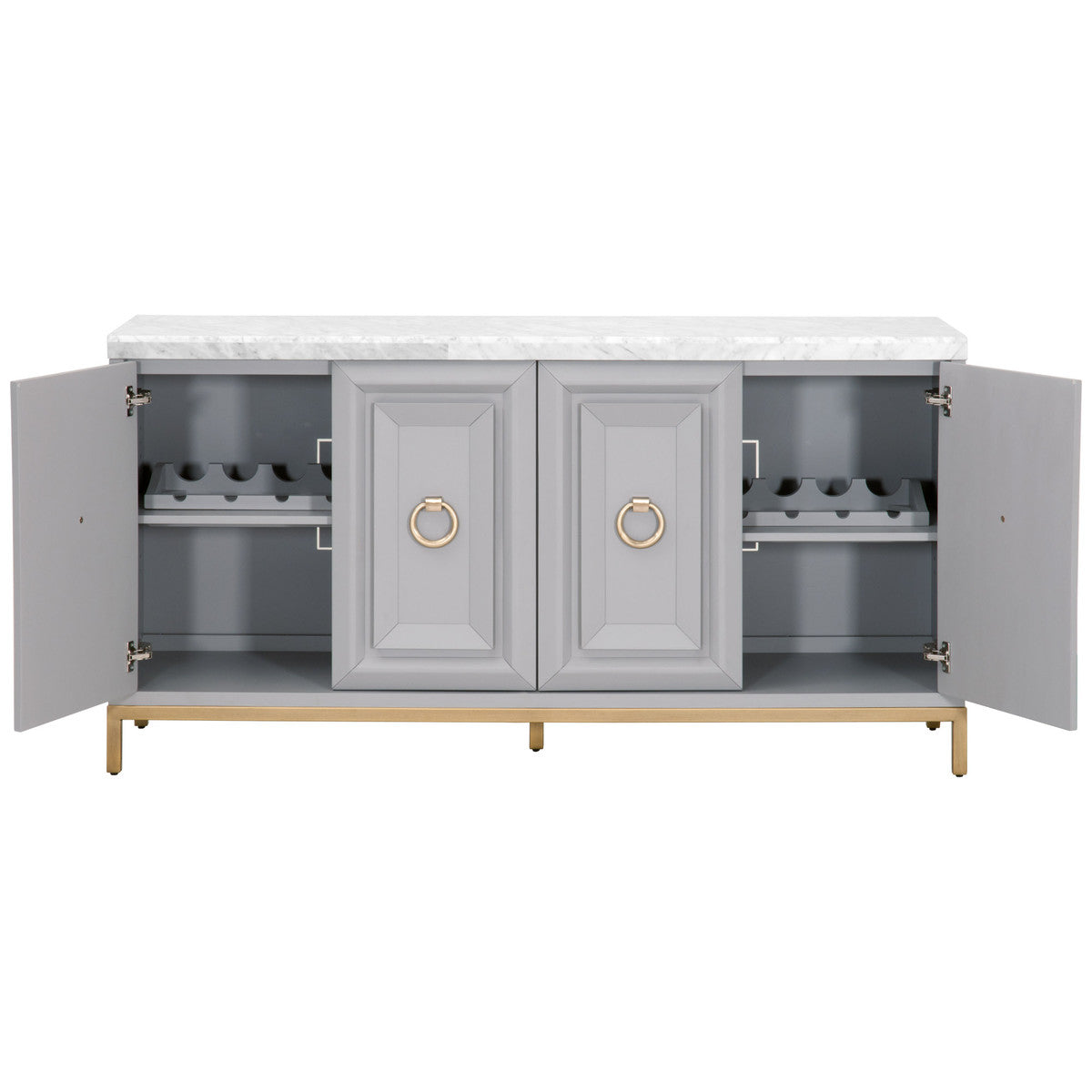 Azure Carrera Media Sideboard in White Carrera Marble, Dove Gray, Brushed Gold from Essentials For Living - Luna Furniture